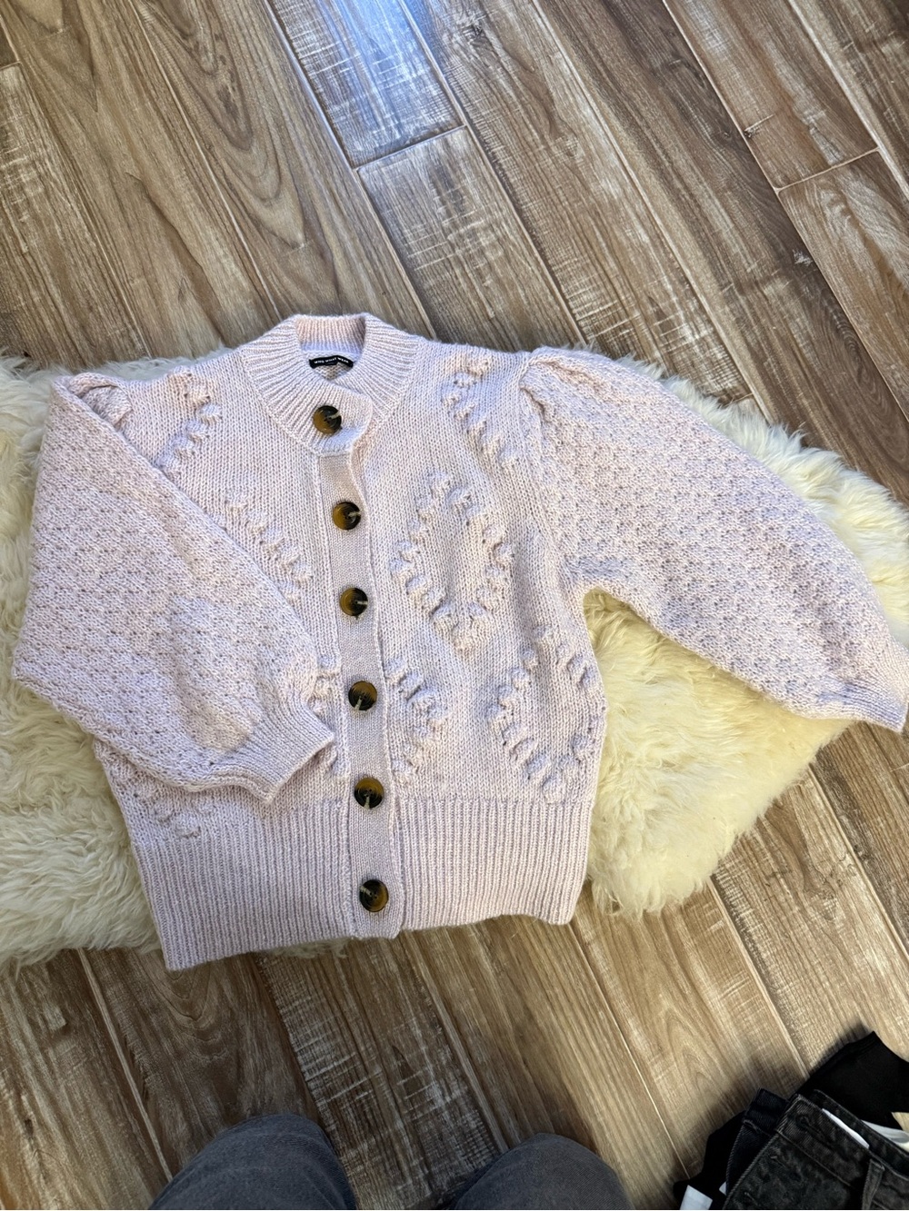 Who What Wear Blush Pink Chunky Knit Button Cardigan